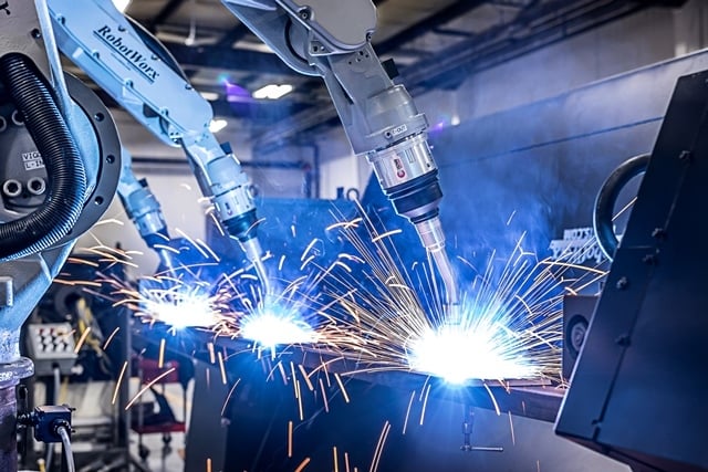 Arc welding robots with ferris wheel positioner